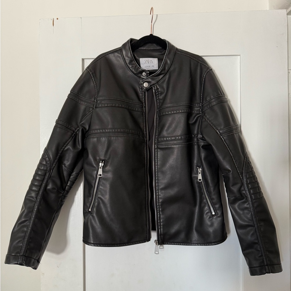 Zara Men's Black Leather Jacket